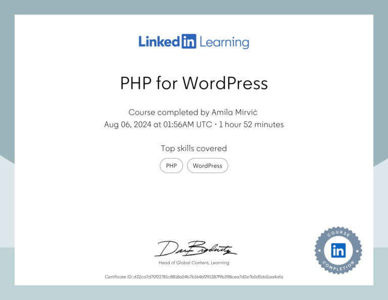 LINKEDIN PHP FOR WORDPRESS